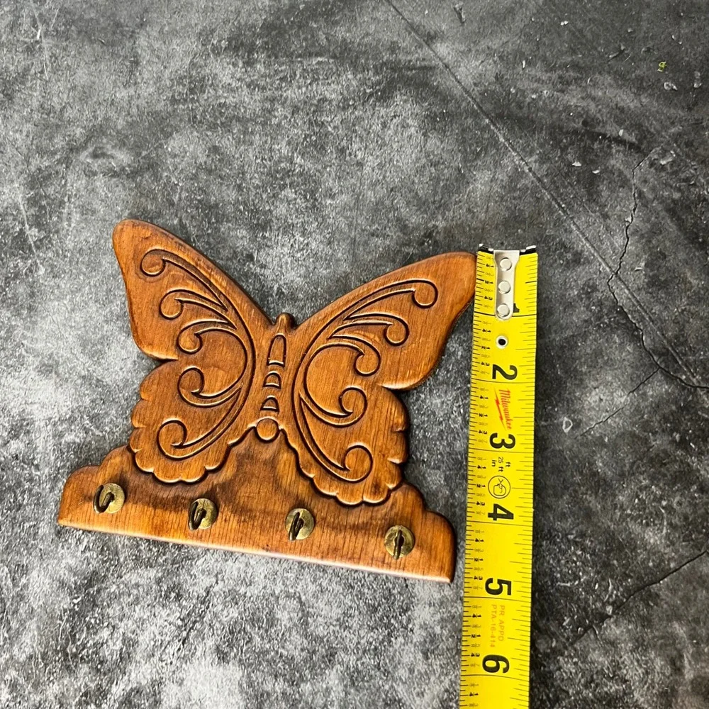 Vintage Wooden Carved Butterfly Wall-Mounted Key Holder | Cottage Fairy